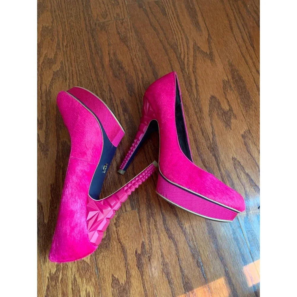 Rachel Rachel Roy Hot Pink Ponyskin Platform Size 9